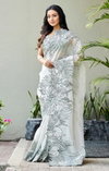 MG 340 Plain linen Cut work border Digital Printed Sarees Wholesale Market In Surat